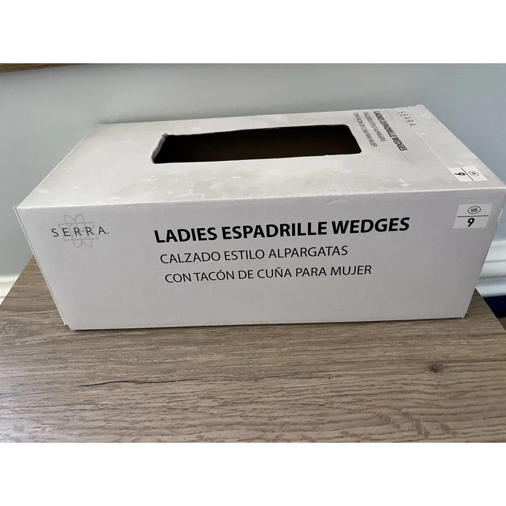 New! Serra Ladies' Espadrille Wedges Black and White Women's Size US 9